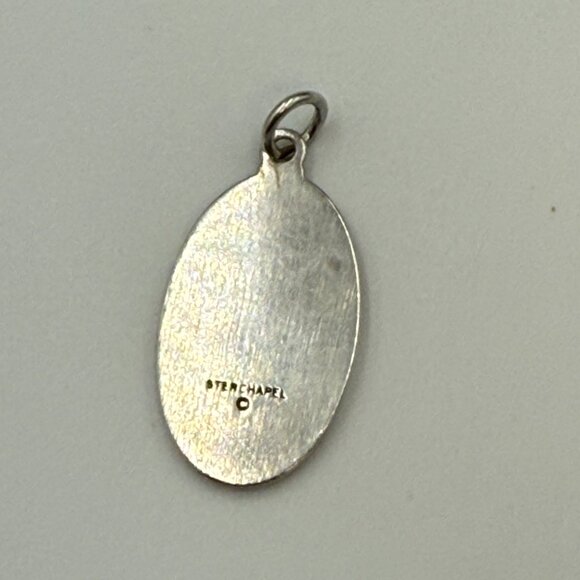 VTG Saint Peregrine Sterling Chapel Oval Medal Pendant Sterling Silver 1" - Picture 5 of 5